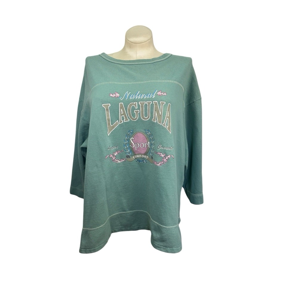 Vtg‎ Laguna Sport Women's 3x Pullover Green Sweatshirt USA Made Preowned